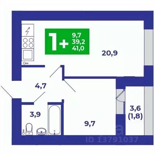 1-к кв. Башкортостан, Стерлитамакский район, Отрадовский сельсовет, с. ... - Фото 1