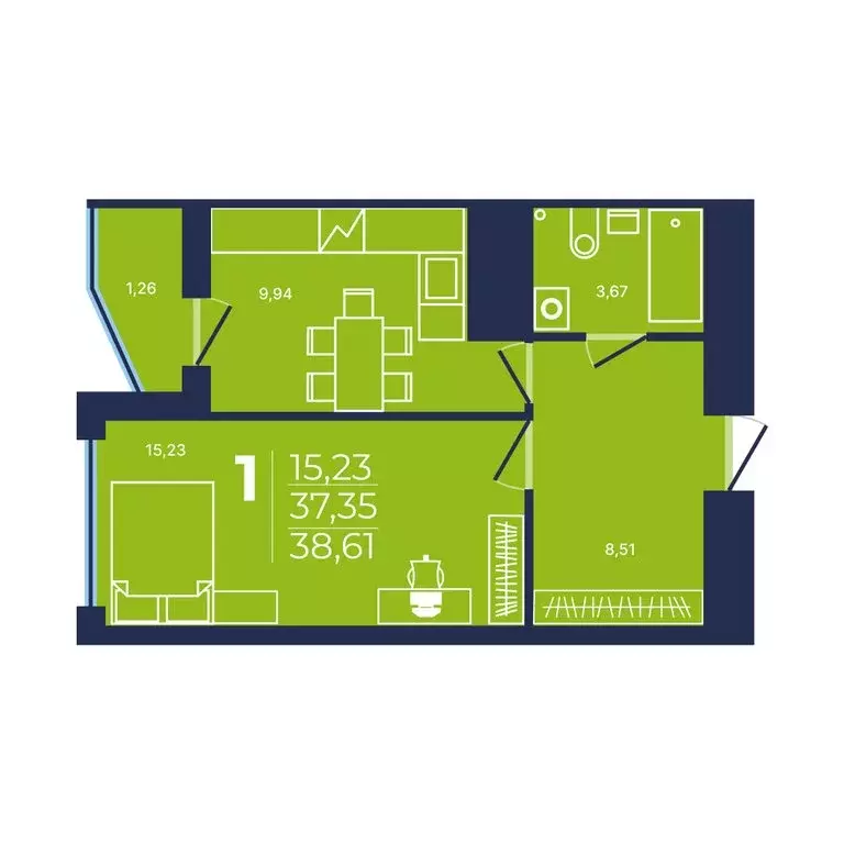 1-комнатная квартира: Уфа, проспект Дружбы Народов, 49 (38.3 м) - Фото 1