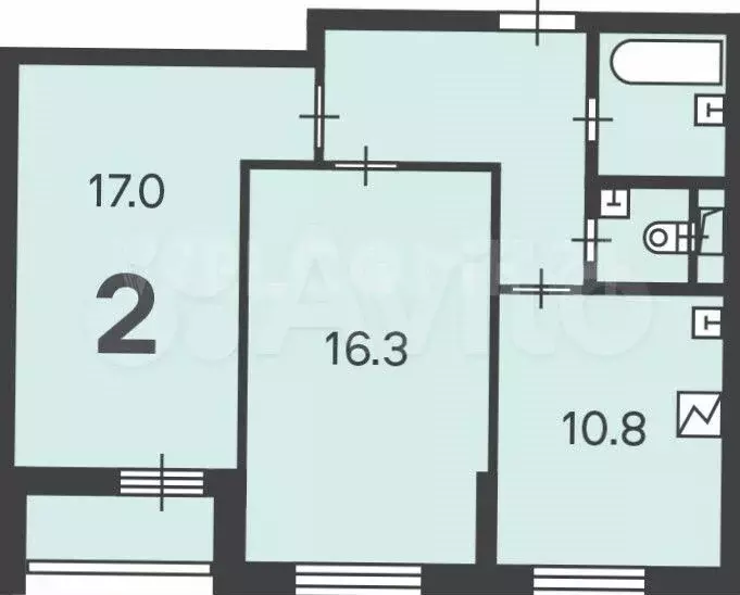 Аукцион: 2-к. квартира, 56,9 м, 2/11 эт. - Фото 0