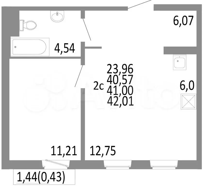 2-к. квартира, 41 м, 9/10 эт. - Фото 0