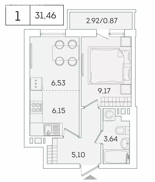 1-комнатная квартира: Мурино, Екатерининская улица, 11 (30.8 м) - Фото 0