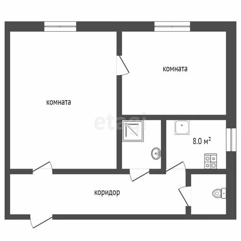 2-комнатная квартира: Тюмень, Авторемонтная улица, 18Б (30.7 м) - Фото 1