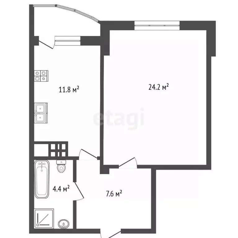 Студия Саратовская область, Энгельс ул. Тельмана, 6д (54.0 м) - Фото 2
