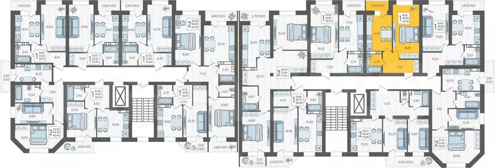 1-к. квартира, 42,4 м, 2/6 эт. - Фото 1