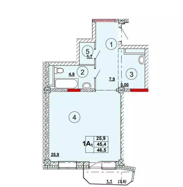 Продаётся 1-к квартира, 46.3 м - Фото 0