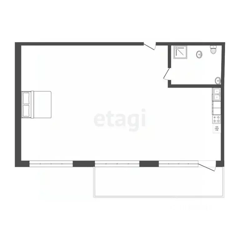 Студия Тюменская область, Тюмень ул. Энергетиков, 24 (39.3 м) - Фото 2