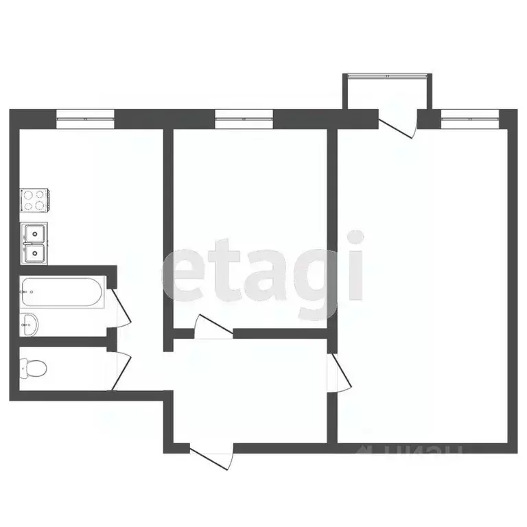 2-к кв. Татарстан, Набережные Челны ул. Шамиля Усманова, 43 (51.3 м) - Фото 1