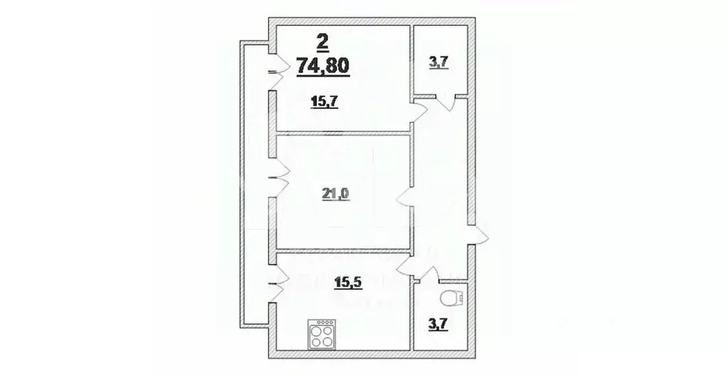 2-к кв. Калининградская область, Калининград Орудийная ул., 1А (74.8 ... - Фото 1