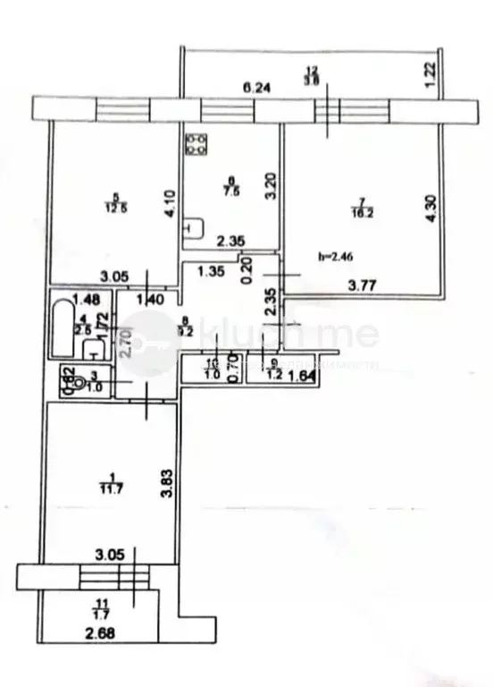 3-к кв. Татарстан, Казань ул. Академика Завойского, 14/74 (62.8 м) - Фото 2