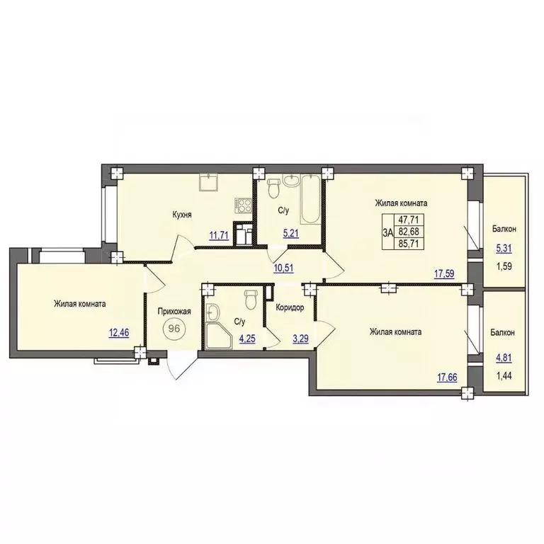 3-к кв. Псковская область, Псковский район, Завеличенская волость, д. ... - Фото 1