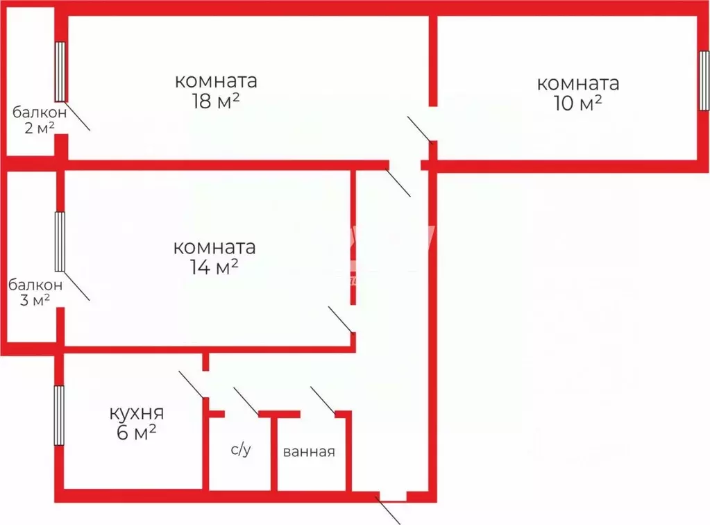 3-к кв. Челябинская область, Челябинск ул. Ворошилова, 31А (57.0 м) - Фото 1