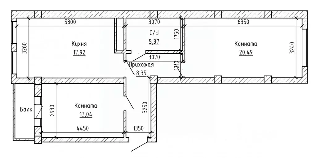 2-к кв. Кабардино-Балкария, Нальчик Мей мкр,  (67.07 м) - Фото 2