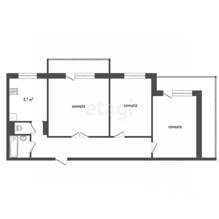 3-к кв. Забайкальский край, Чита 6-й мкр, 1 (69.5 м) - Фото 2