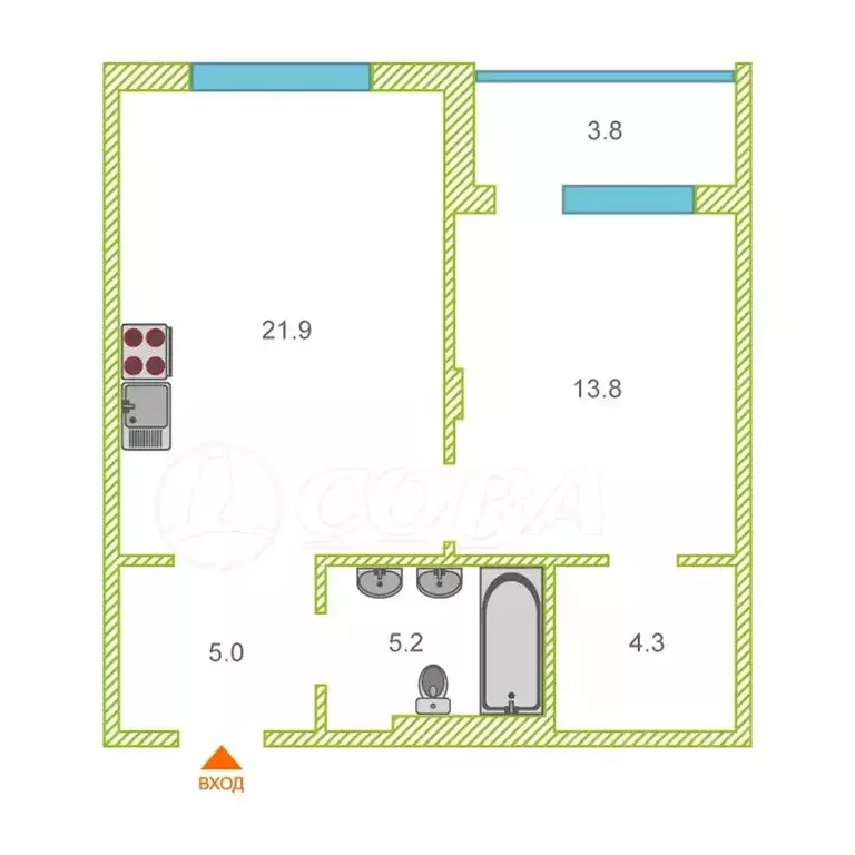 1-к кв. Тюменская область, Тюмень ул. Игоря Комиссарова, 7 (50.3 м) - Фото 2