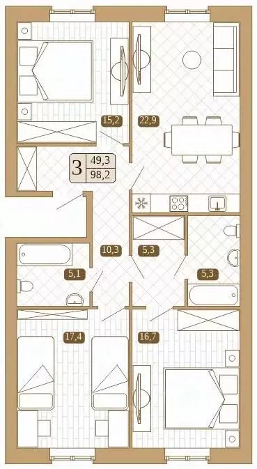 3-к кв. Московская область, Сергиев Посад Белый город жилой комплекс ... - Фото 1