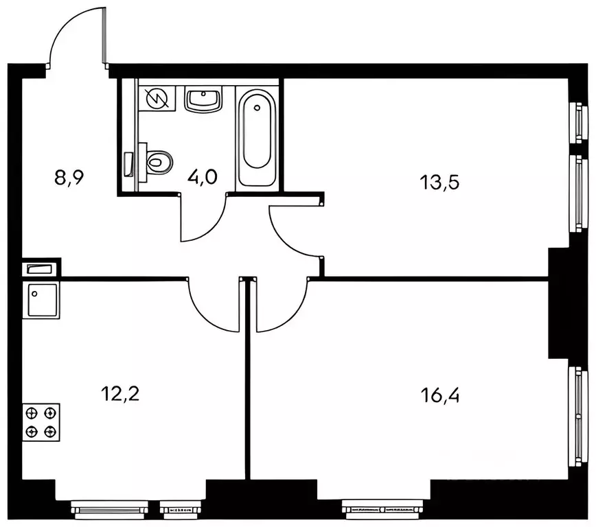 2-к кв. Московская область, Красногорск ул. Видная, 5 (55.1 м) - Фото 2