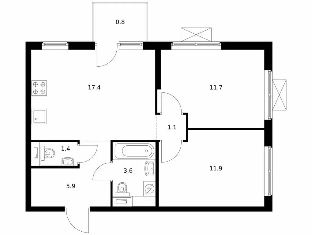 2-комнатная квартира: Владивосток, улица Борисенко, 48к1 (53.8 м) - Фото 0