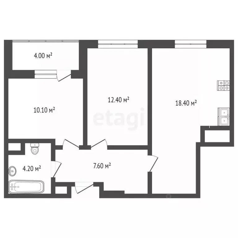 2-к кв. Тюменская область, Тюмень ул. Тальниковая, 3 (53.1 м) - Фото 2