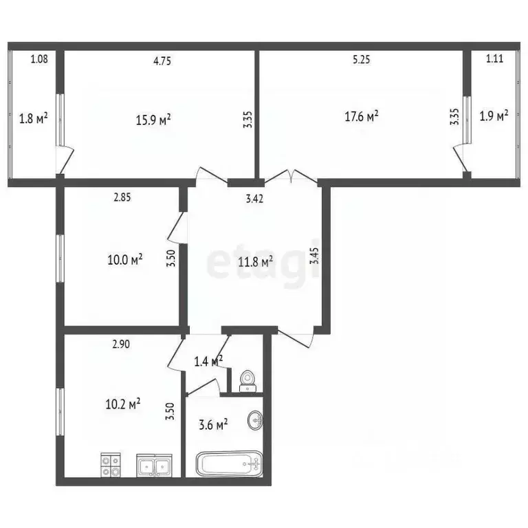 3-к кв. Ямало-Ненецкий АО, Тарко-Сале Пуровский район, ул. Победы, 16 ... - Фото 1