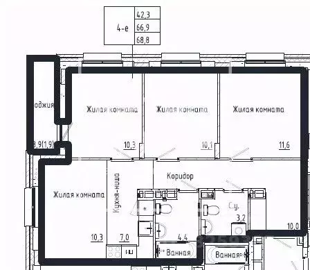 4-к кв. Пермский край, Пермь ул. Героев Хасана, 93Б (68.8 м) - Фото 1