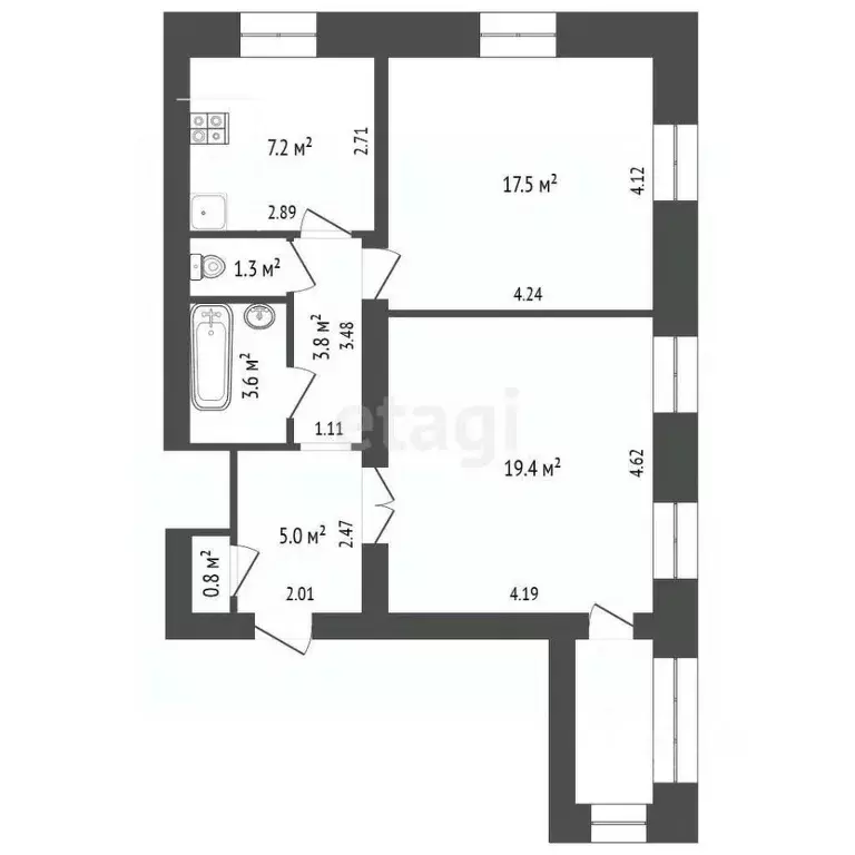 2-к кв. Кемеровская область, Прокопьевск ул. Шишкина, 35 (58.6 м) - Фото 1