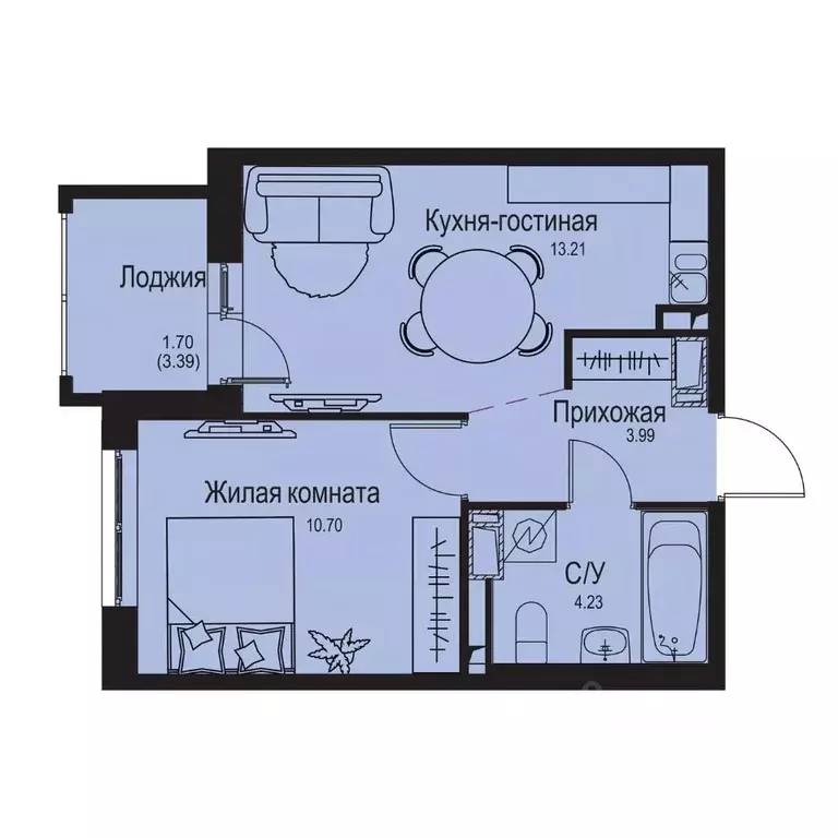 1-к кв. Ленинградская область, Всеволожский район, Заневское городское ... - Фото 1