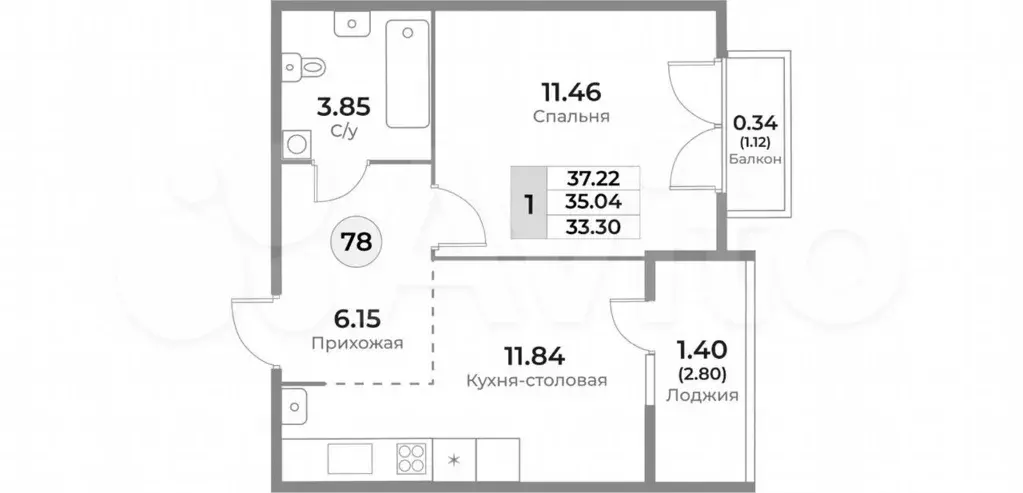 1-к. квартира, 35 м, 10/10 эт. - Фото 1