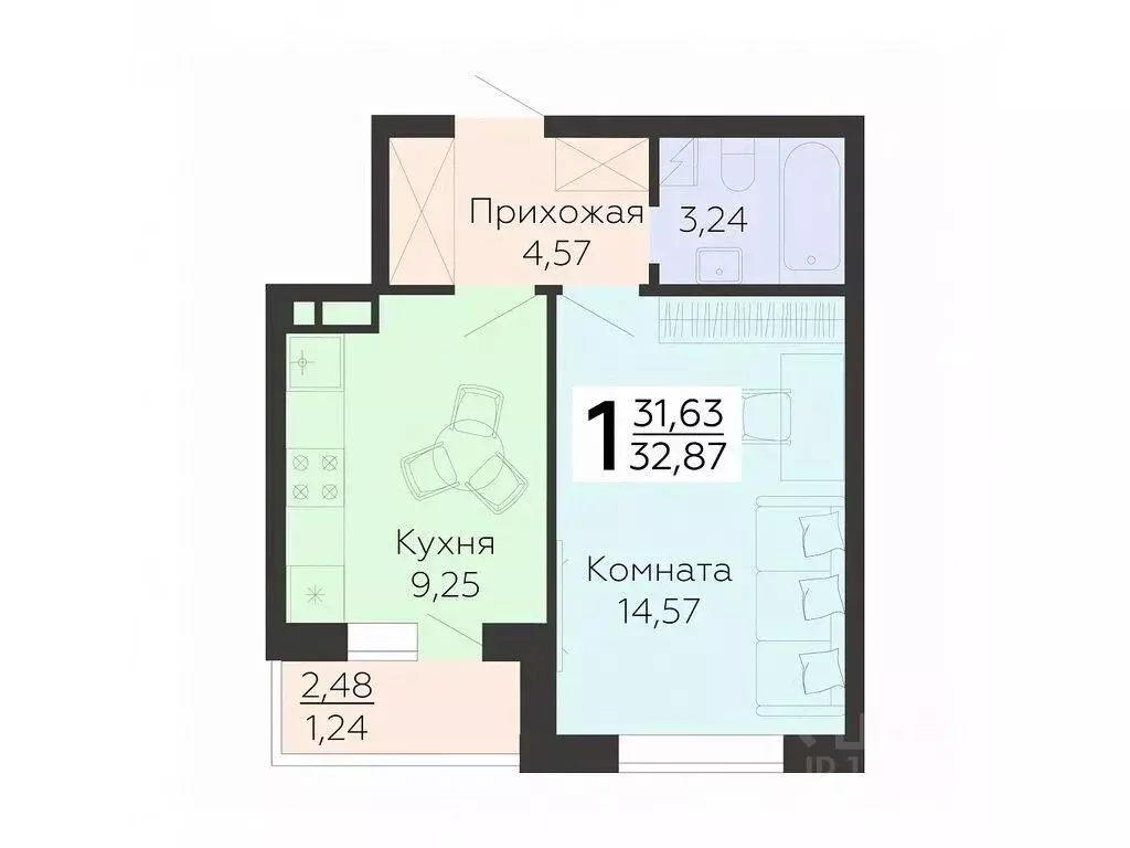 1-к кв. Воронежская область, Воронеж ул. 45-й Стрелковой Дивизии, 115 ... - Фото 0