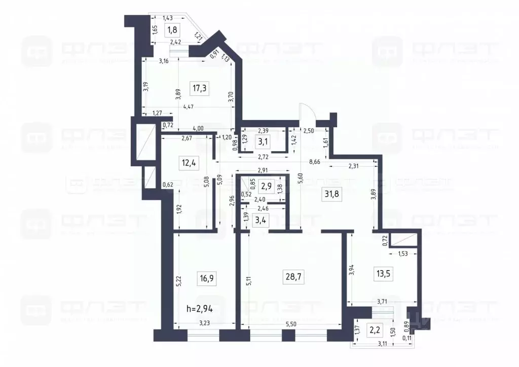 3-к кв. Татарстан, Казань ул. Лейтенанта Шмидта, 34/18 (133.4 м) - Фото 1