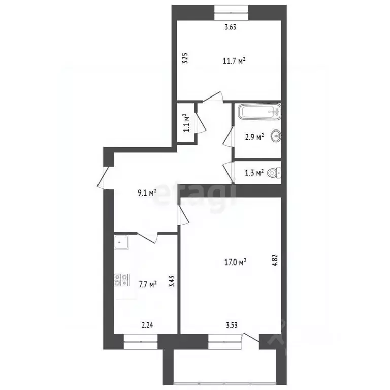 2-к кв. Челябинская область, Пласт Октябрьская ул., 74 (50.8 м) - Фото 2