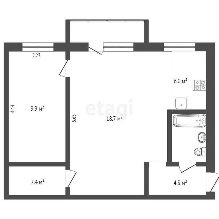 2-комнатная квартира: Петропавловск-Камчатский, улица Труда, 27 (43.2 ... - Фото 1
