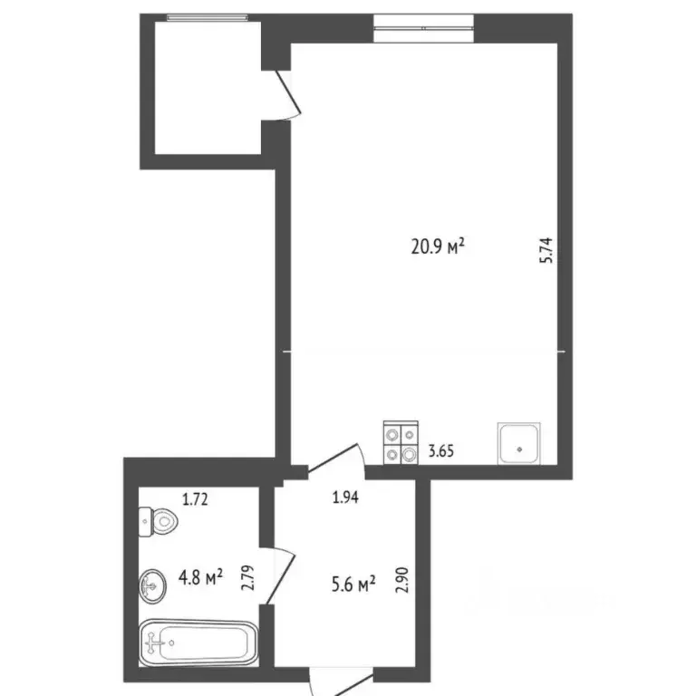 Студия Тюменская область, Тюмень Таврическая ул., 9к3 (33.0 м) - Фото 2