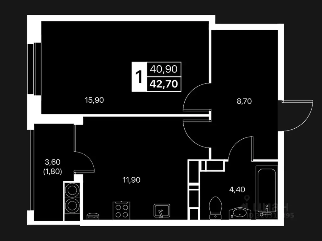 1-к кв. Ростовская область, Ростов-на-Дону бул. Авиаторов (42.7 м) - Фото 2