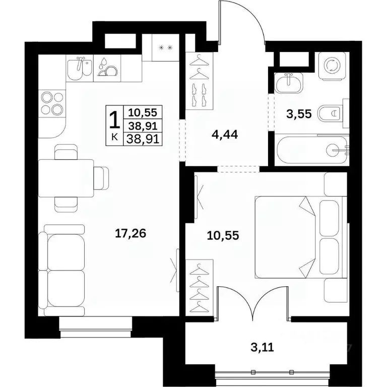 1-к кв. Нижегородская область, Нижний Новгород Ленгородок мкр, Мед ... - Фото 1