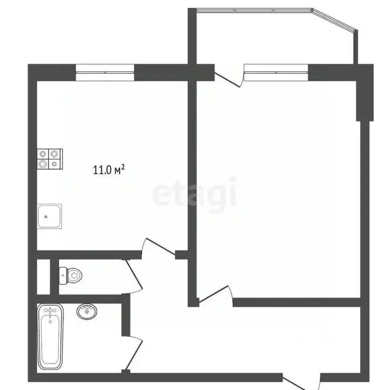 1-к кв. Тюменская область, Тюмень ул. Московский Тракт, 141к3 (45.0 м) - Фото 1