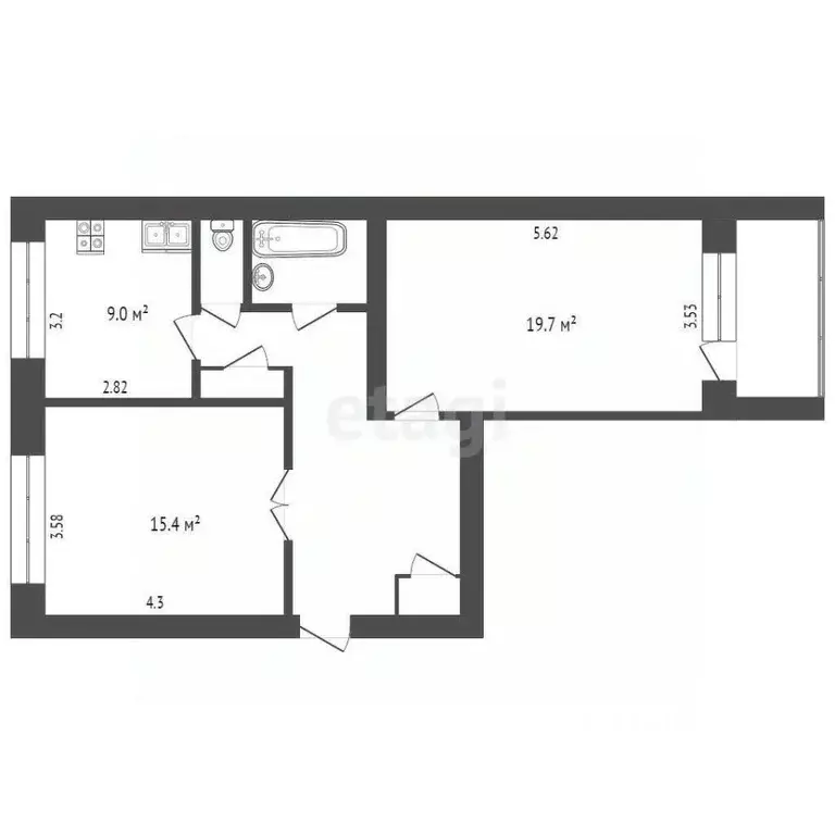 2-к кв. Калужская область, Калуга ул. Фридриха Энгельса, 27 (62.5 м) - Фото 2