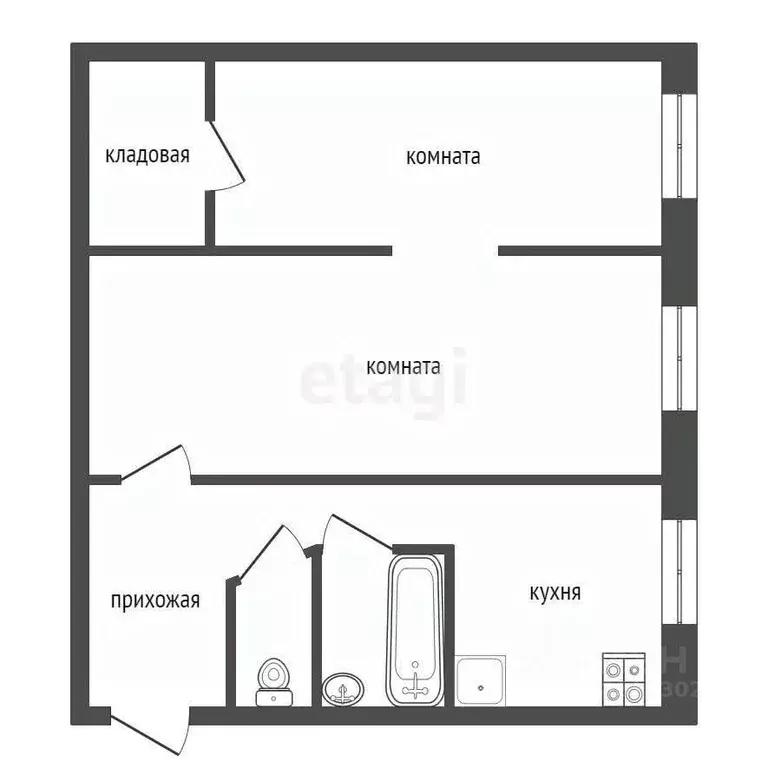 2-к кв. Ленинградская область, Кириши просп. Ленина, 12 (43.4 м) - Фото 2