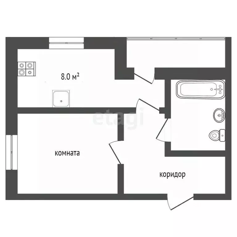 1-к кв. Тюменская область, Тобольск 15-й мкр, 16 (25.5 м) - Фото 2