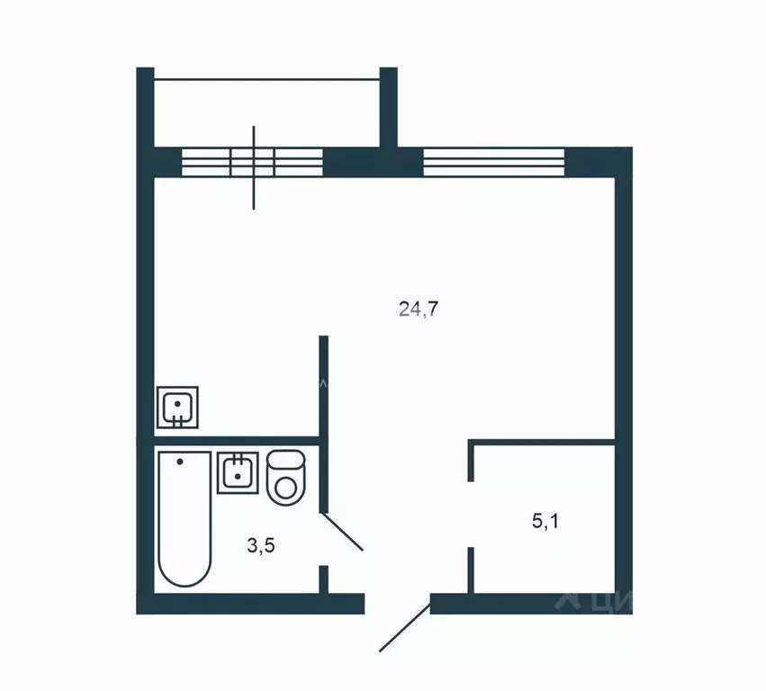 Студия Новосибирская область, Новосибирск Стрижи мкр, 1 (35.7 м) - Фото 2