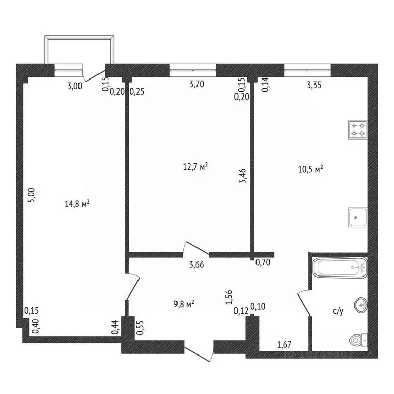 2-к кв. Башкортостан, Уфа Первомайская ул., 29 (49.4 м) - Фото 2