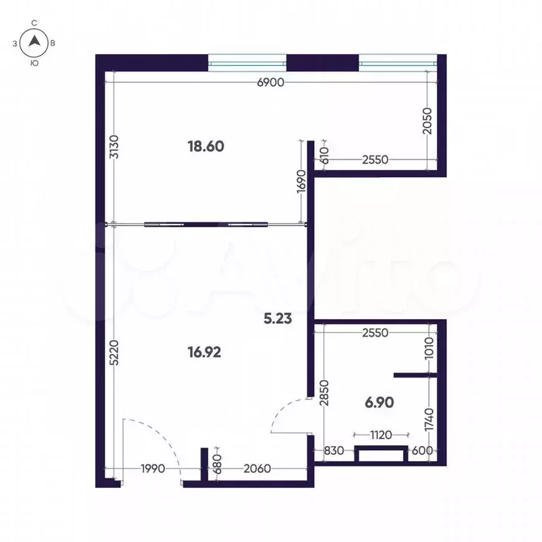 1-к. квартира, 46,6 м, 11/12 эт. - Фото 1