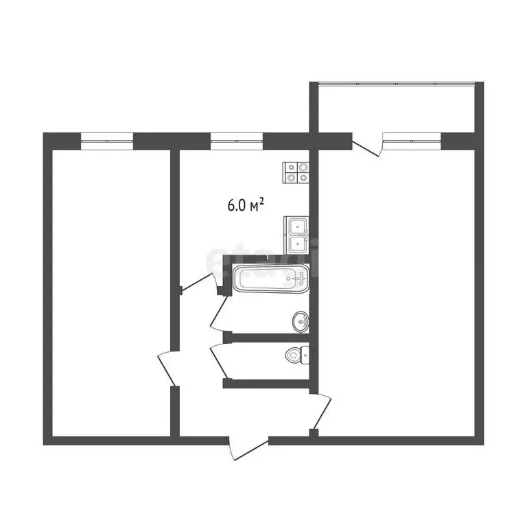 2-комнатная квартира: Тюмень, Ставропольская улица, 17 (44.4 м) - Фото 1