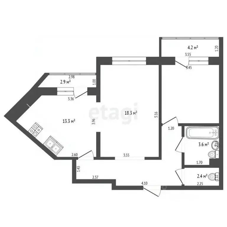 2-к кв. Крым, Симферополь ул. Набережная имени 60-летия СССР (67.0 м) - Фото 2