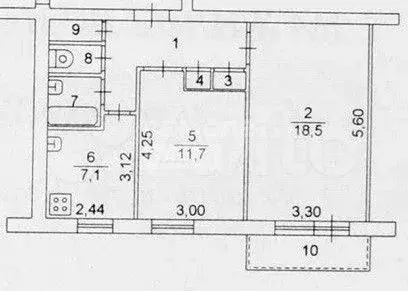 2-к. квартира, 48,3 м, 9/9 эт. - Фото 0