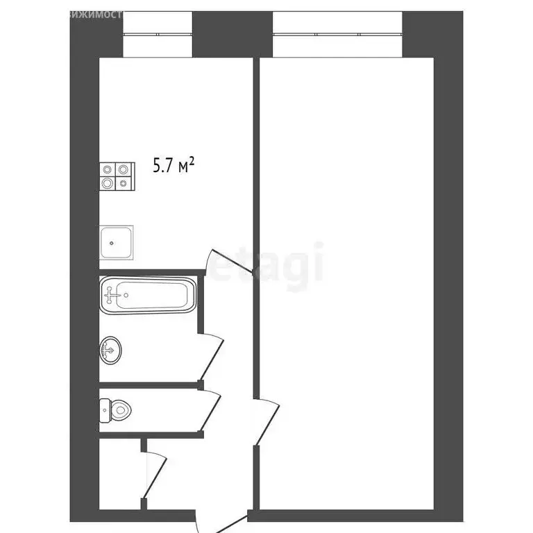 1-комнатная квартира: Чита, улица Бабушкина, 11 (31.3 м) - Фото 0