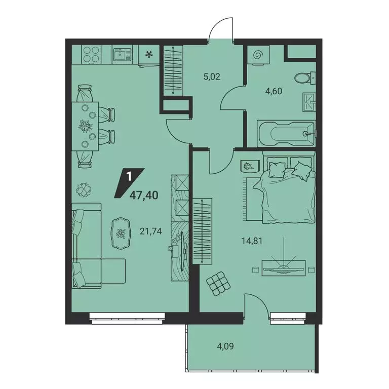 2-комнатная квартира: Екатеринбург, улица Громова, 26 (47.4 м) - Фото 1