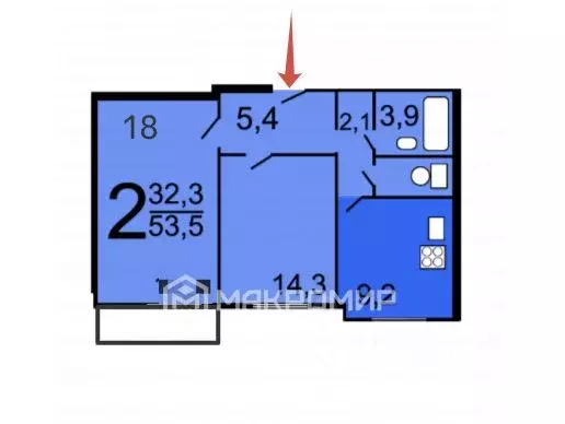 2-к кв. Москва Миклухо-Маклая ул., 22 (53.5 м) - Фото 2