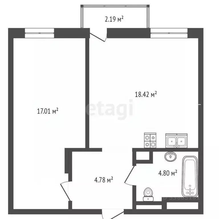 1-к кв. Ростовская область, Ростов-на-Дону ул. Нансена, 109/2 (35.3 м) - Фото 1