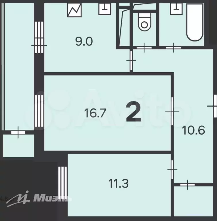 Аукцион: 2-к. квартира, 54,6 м, 14/24 эт. - Фото 0