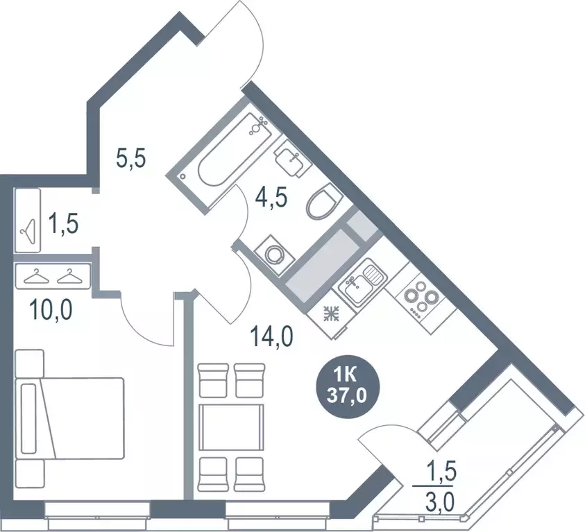 1-к кв. Московская область, Котельники Новые Котельники мкр, 11 (37.0 ... - Фото 1